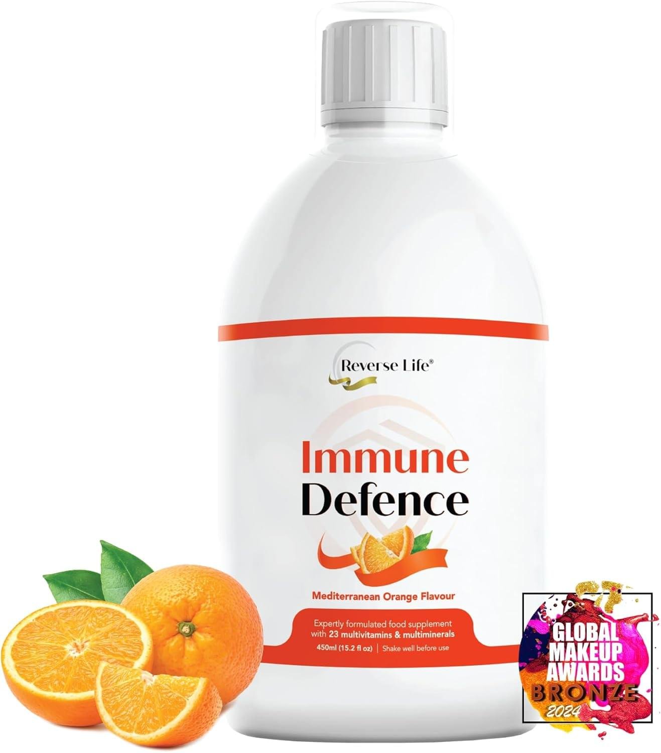 Reverse Life – Immune Defence – Orange Flavour Liquid Multivitamin Drink with 23 Essential Vitamins and Minerals – Maximum Strength Liquid Supplement 500ml Reverse Life – Immune Defence – Orange Flavour Liquid Multivitamin Drink with 23 Essential Vitamins and Minerals – Maximum Strength Liquid Supplement 500ml