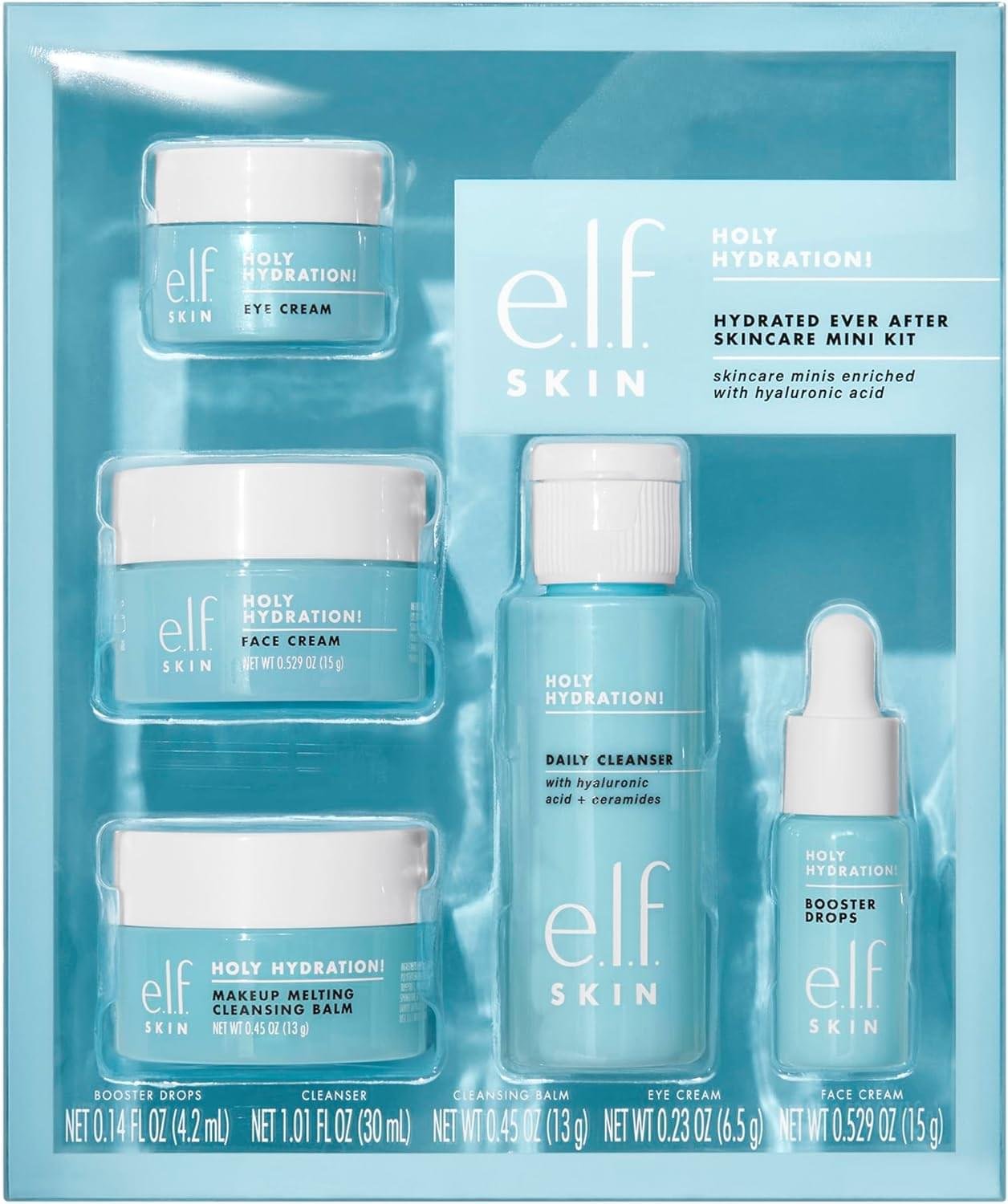 e.l.f. SKIN Hydrated Ever After Skincare Mini Kit, Cleanser, Makeup Remover, Moisturiser & Eye Cream For Hydrating Skin, Airplane-Friendly Sizes e.l.f. SKIN Hydrated Ever After Skincare Mini Kit, Cleanser, Makeup Remover, Moisturiser & Eye Cream For Hydrating Skin, Airplane-Friendly Sizes